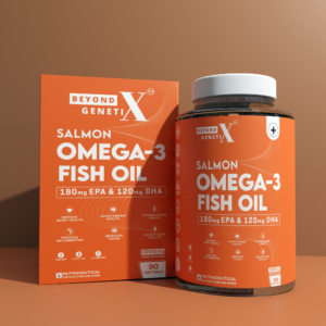 Beyond Genetix Salmon Omega-3 Fish Oil 1000mg – 180mg EPA & 120mg DHA | Heart, Brain & Joint Support