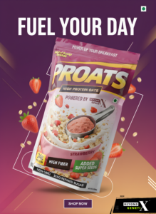 PROATS - High Protein Strawberry Flavoured Oats (900g) by Beyond Genetix | 24g Protein | High Fiber | Super Seeds | Zero Refined Sugar