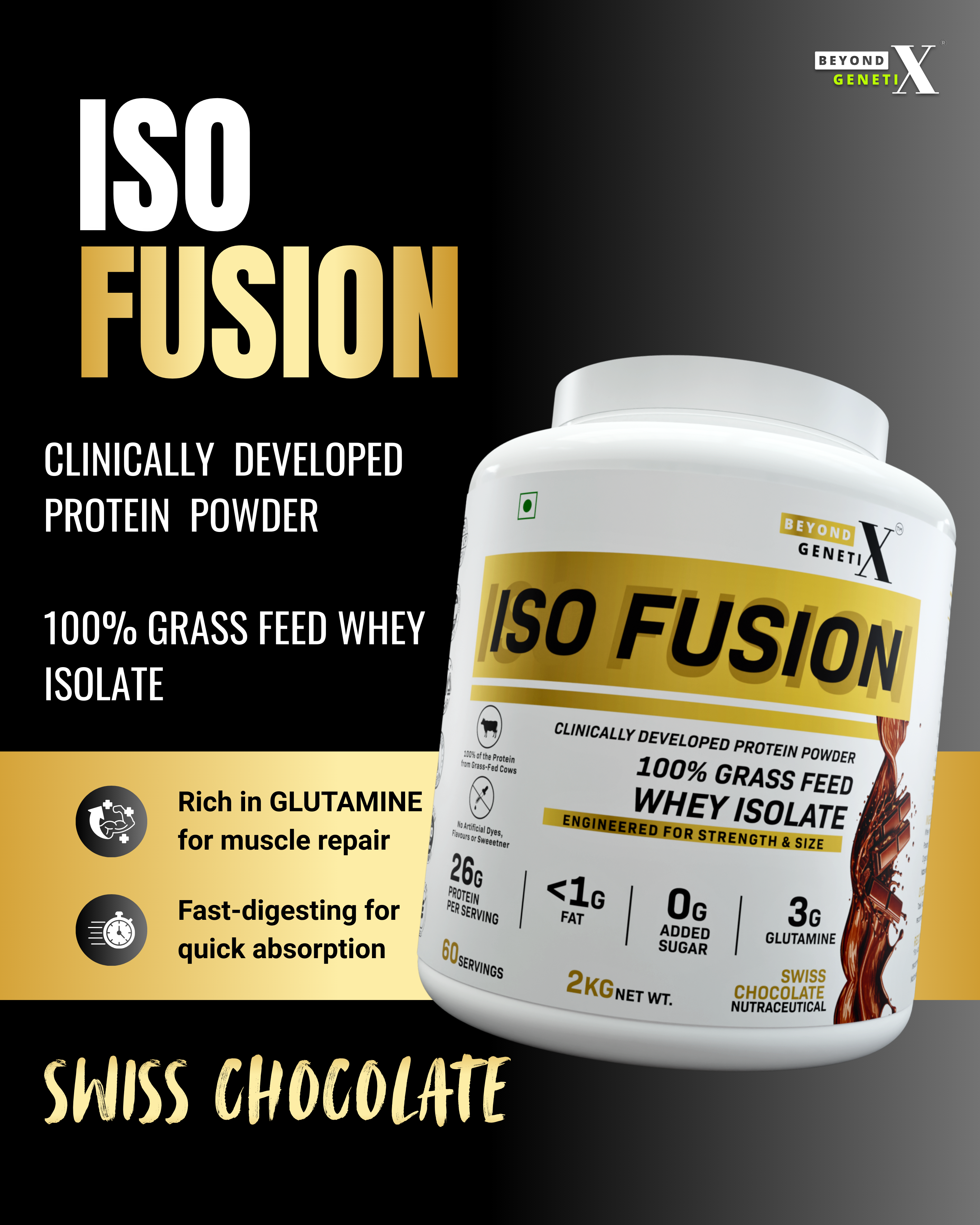 ISO FUSION – 100% GRASS FEED WHEY ISOLATE | SWISS CHOCOLATE