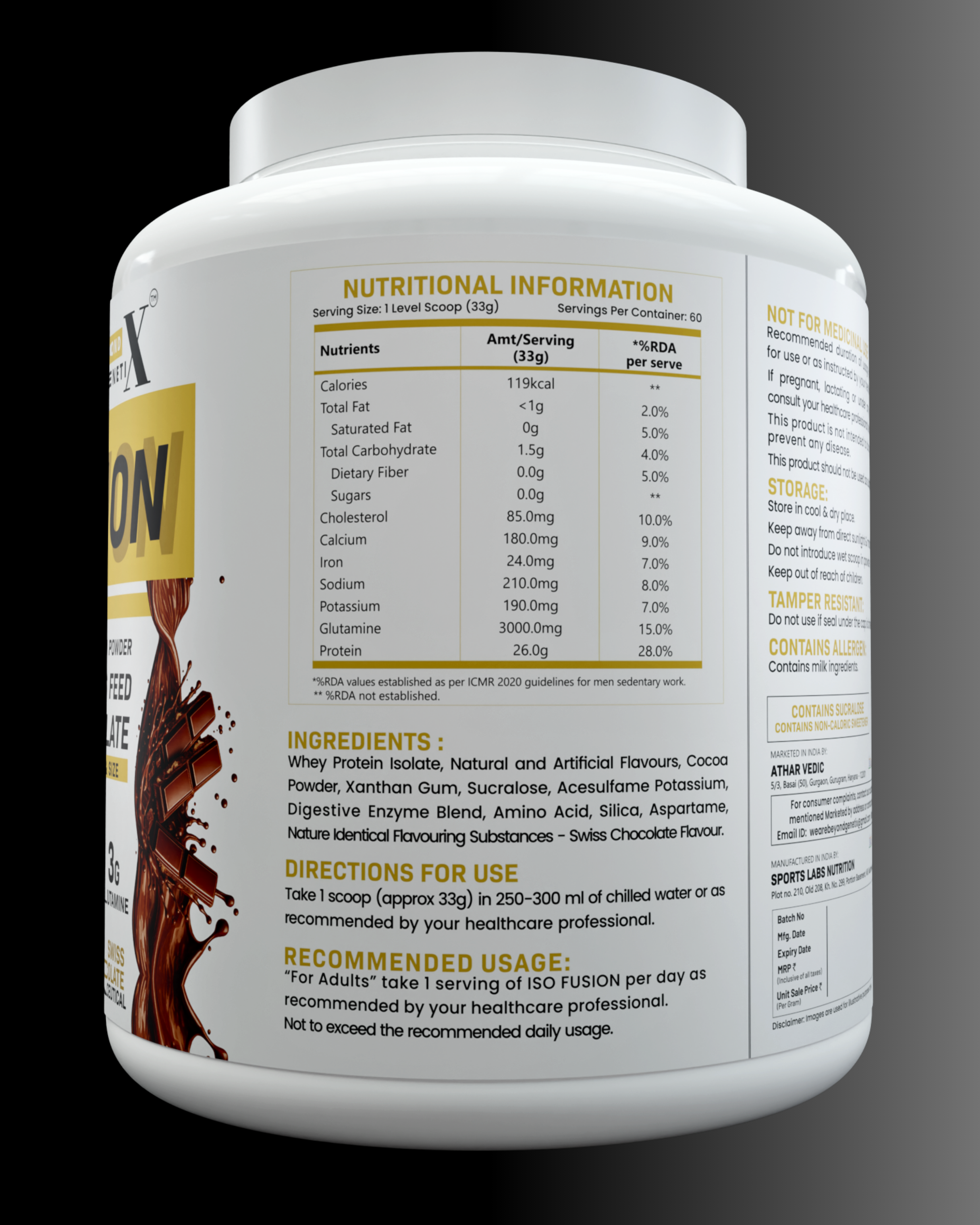 ISO FUSION – 100% GRASS FEED WHEY ISOLATE | SWISS CHOCOLATE - Image 3