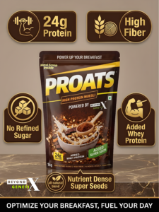 Proats High Protein Muesli – Dark Chocolate | 24g Protein with Superseeds & Almond Crunch